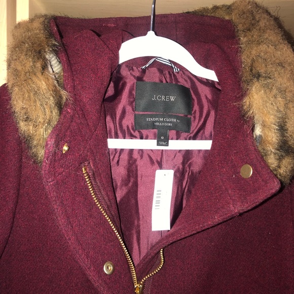 NWT J Crew Heather Fire Red Chateau Parka Stadium Cloth 10 - Picture 5 of 9
